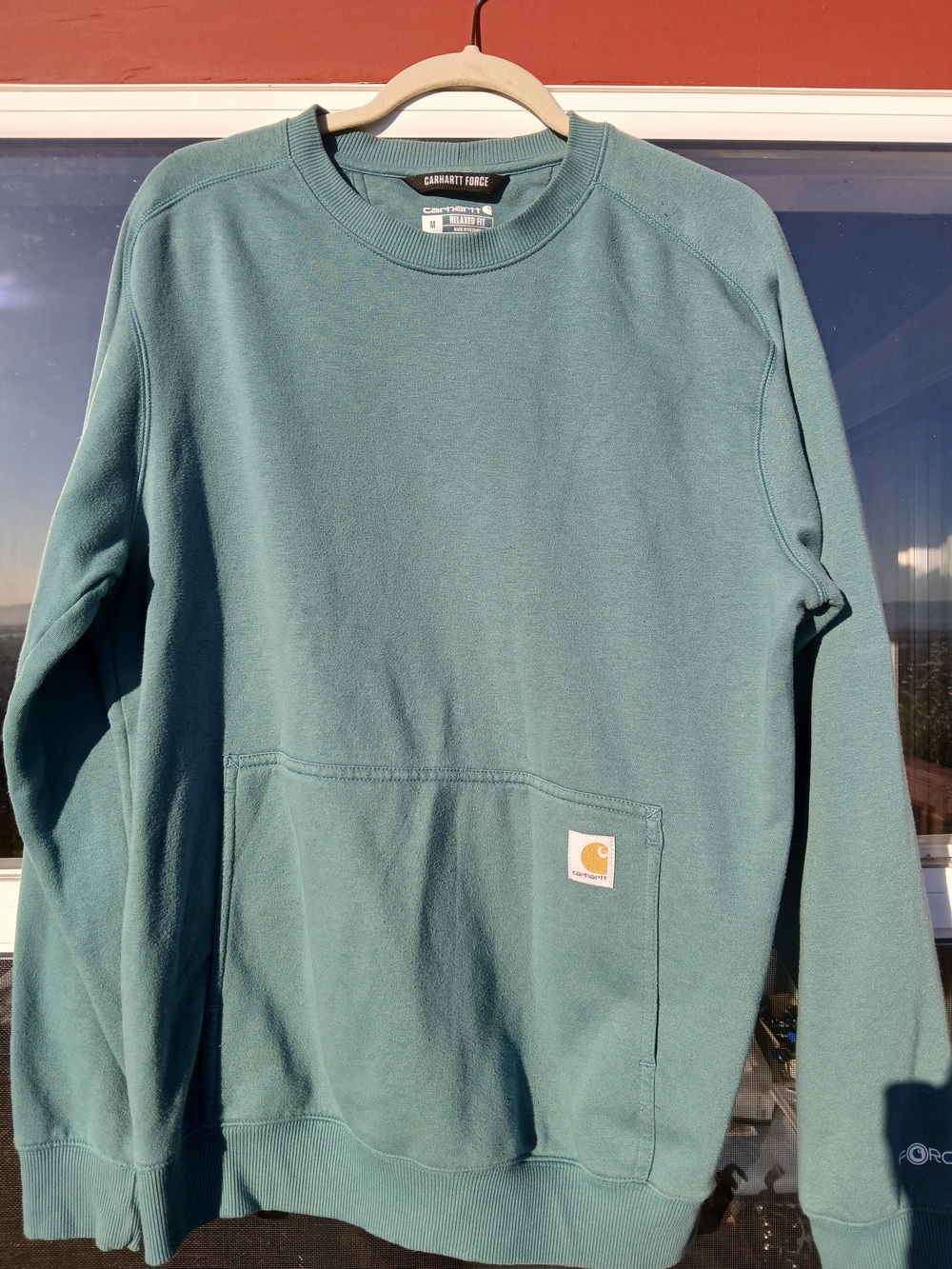 Carhartt Teal Crewneck Sweatshirt with Front Utility Pocket